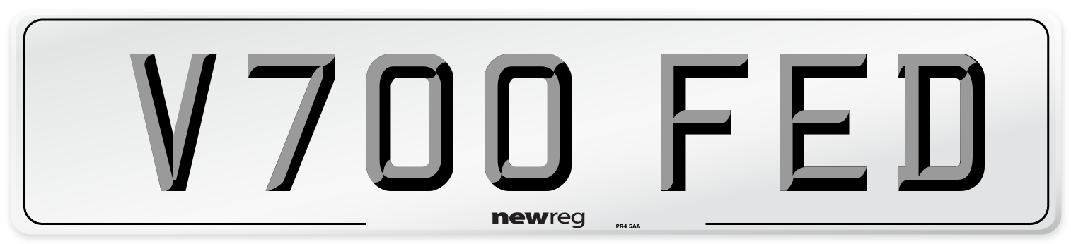 V700 FED Number Plate from New Reg